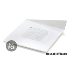 Tálca szögletes fehér  műanyag 83x83mm 100db/cs