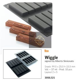 30SIL521 Szilikon forma Wiggle 99,5x25,5x15,5mm 10db/forma