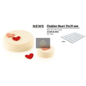   CHABLON HEART Csokoládé sablon szilikon 2db/szett 297x210mm  31x31mm