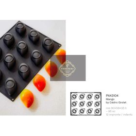 PX43104 Szilikon forma 90x58x35mm 12db/forma 95ml Mango