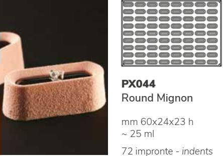 PX044 Szilikon forma 72db/f. 60x24x23mm round mignon