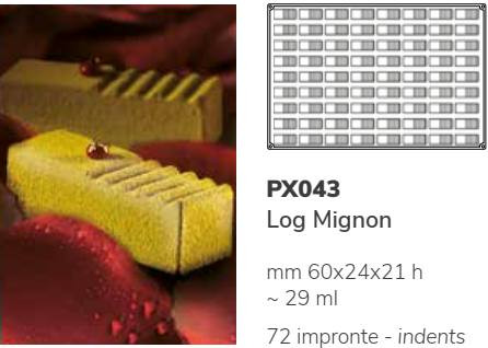 PX043 Szilikon forma 72db/f. 60x24x21mm log mignon