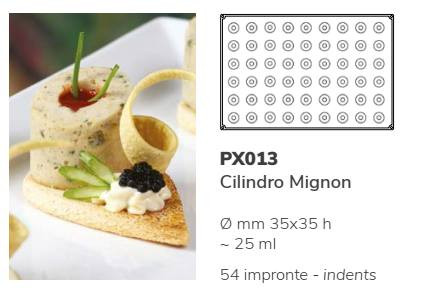 PX013 Szilikon forma 54db/f. 35x35mm cilindro mignon