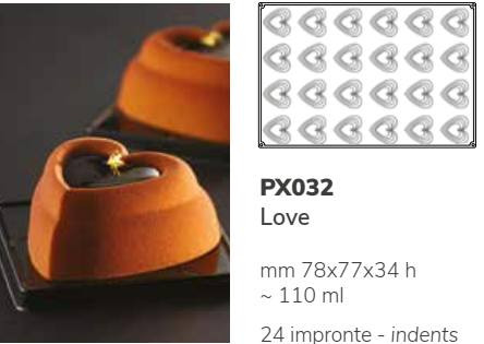 PX032 Szilikon forma 24db/f. 78x77x34mm love