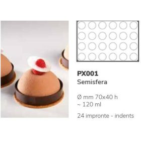 PX001 Szilikon forma 24db/f. 70x40mm semisfera