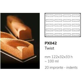 PX042 Szilikon forma 20db/f. 122x32x33mm twist