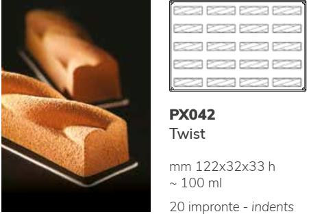 PX042 Szilikon forma 20db/f. 122x32x33mm twist