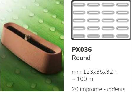 PX036 Szilikon forma 20db/f. 123x35x32mm round