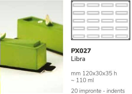 PX027 Szilikon forma 20db/f. 120x30x35mm libra