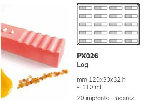 PX026 Szilikon forma 20db/f. 120x30x32mm log