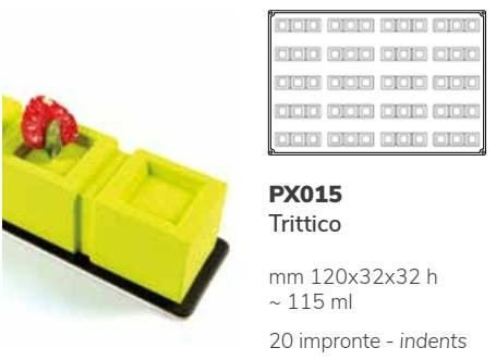 PX015 Szilikon forma 20db/f. 120x32x32mm trittico